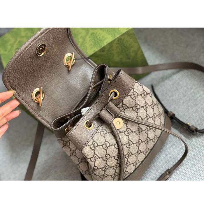 Gucci Unisex Ophidia Mini Backpack Beige Ebony GG Supreme Canvas