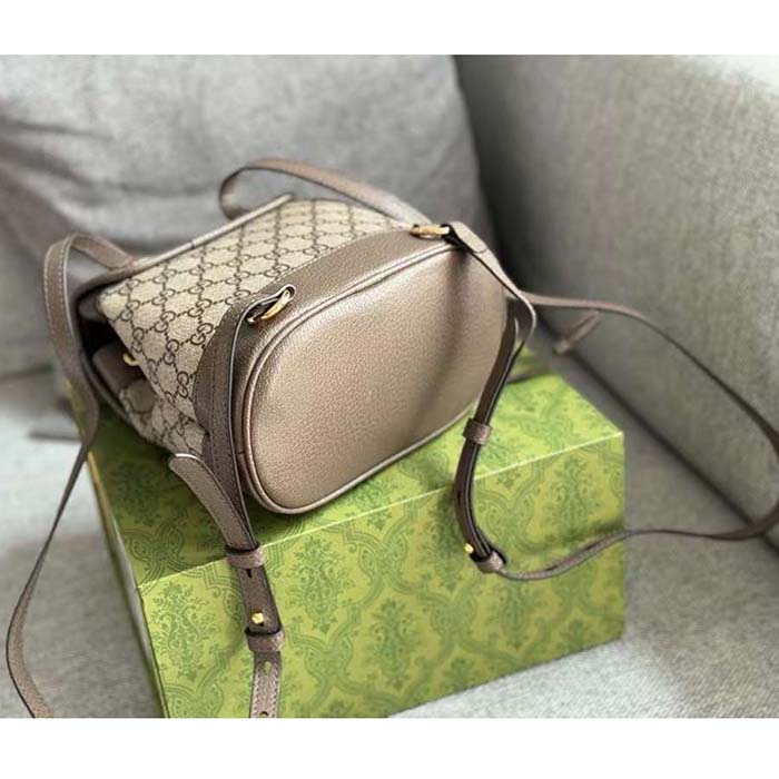 Gucci Unisex Ophidia Mini Backpack Beige Ebony GG Supreme Canvas