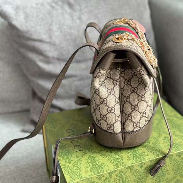 Gucci Unisex Ophidia Mini Backpack Beige Ebony GG Supreme Canvas
