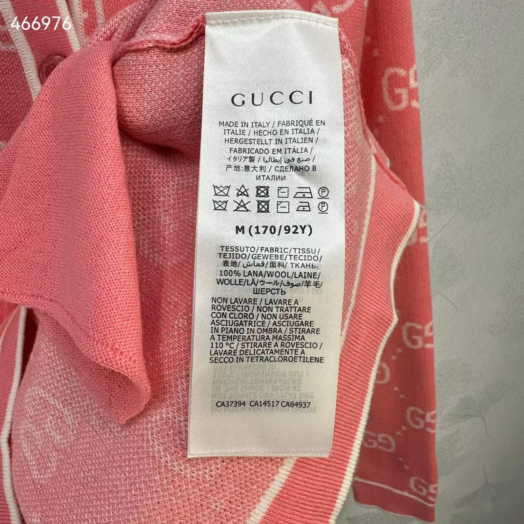 Gucci Women GG Cotton Jacquard Cardigan Pink Crewneck Long Sleeves