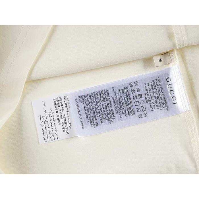 Gucci Men GG Cotton Jersey Printed T-Shirt Beige Crewneck Short Sleeves