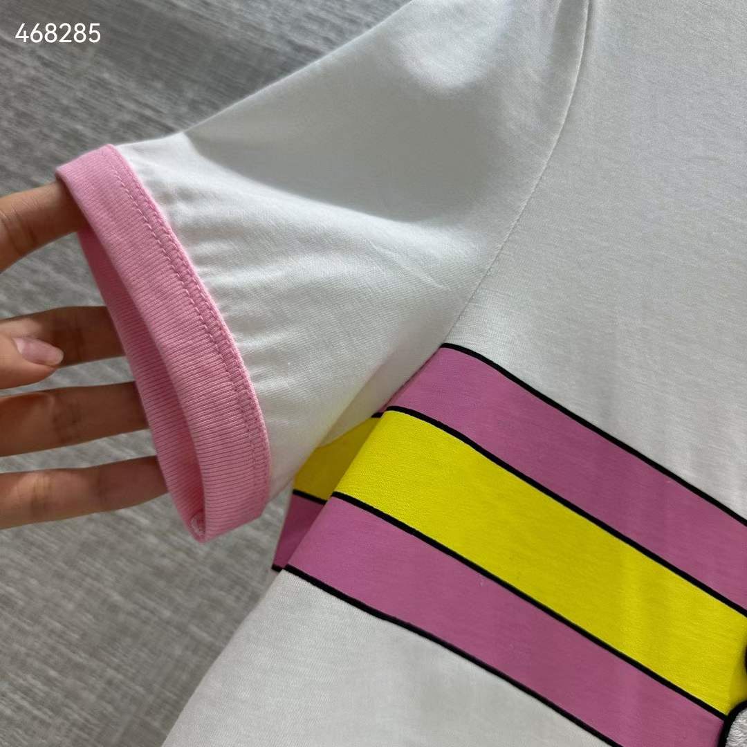 Gucci Men GG Cotton Jersey Printed T-Shirt Pink Crewneck Short Sleeves