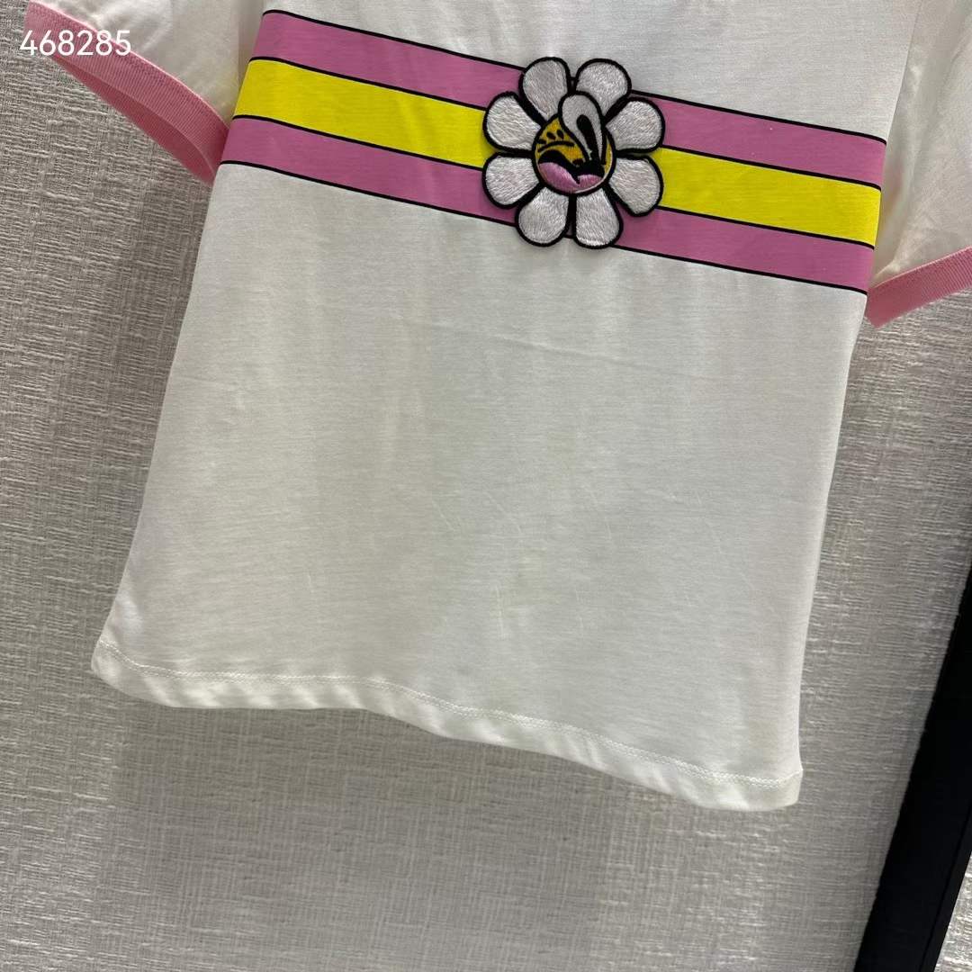 Gucci Men GG Cotton Jersey Printed T-Shirt Pink Crewneck Short Sleeves