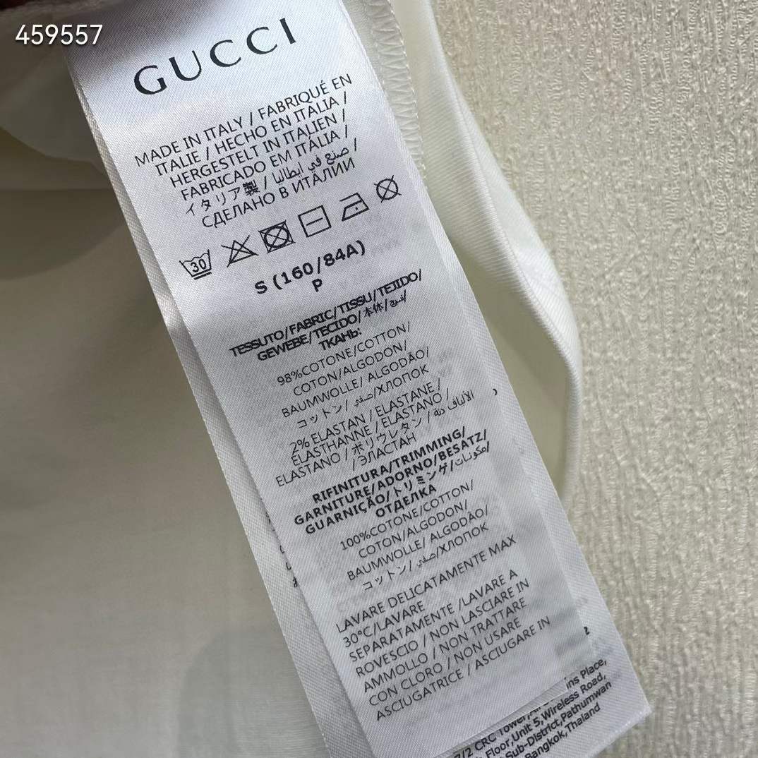 Gucci Women GG Cotton Jersey Printed T-Shirt White Blue Crewneck Short Sleeves