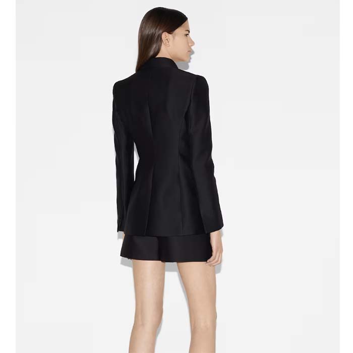 Gucci Women GG Double-Breasted Wool Jacket Slimmer Fitted Sleeves Button Closure