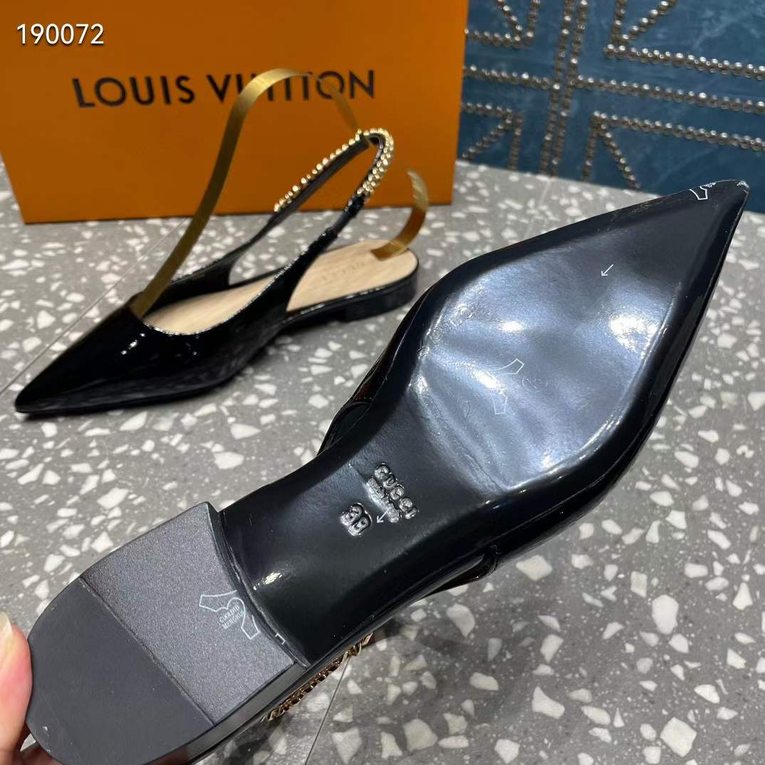 Gucci Women GG Gucci Signoria Ballet Flat Black Patent Leather Pointed Toe