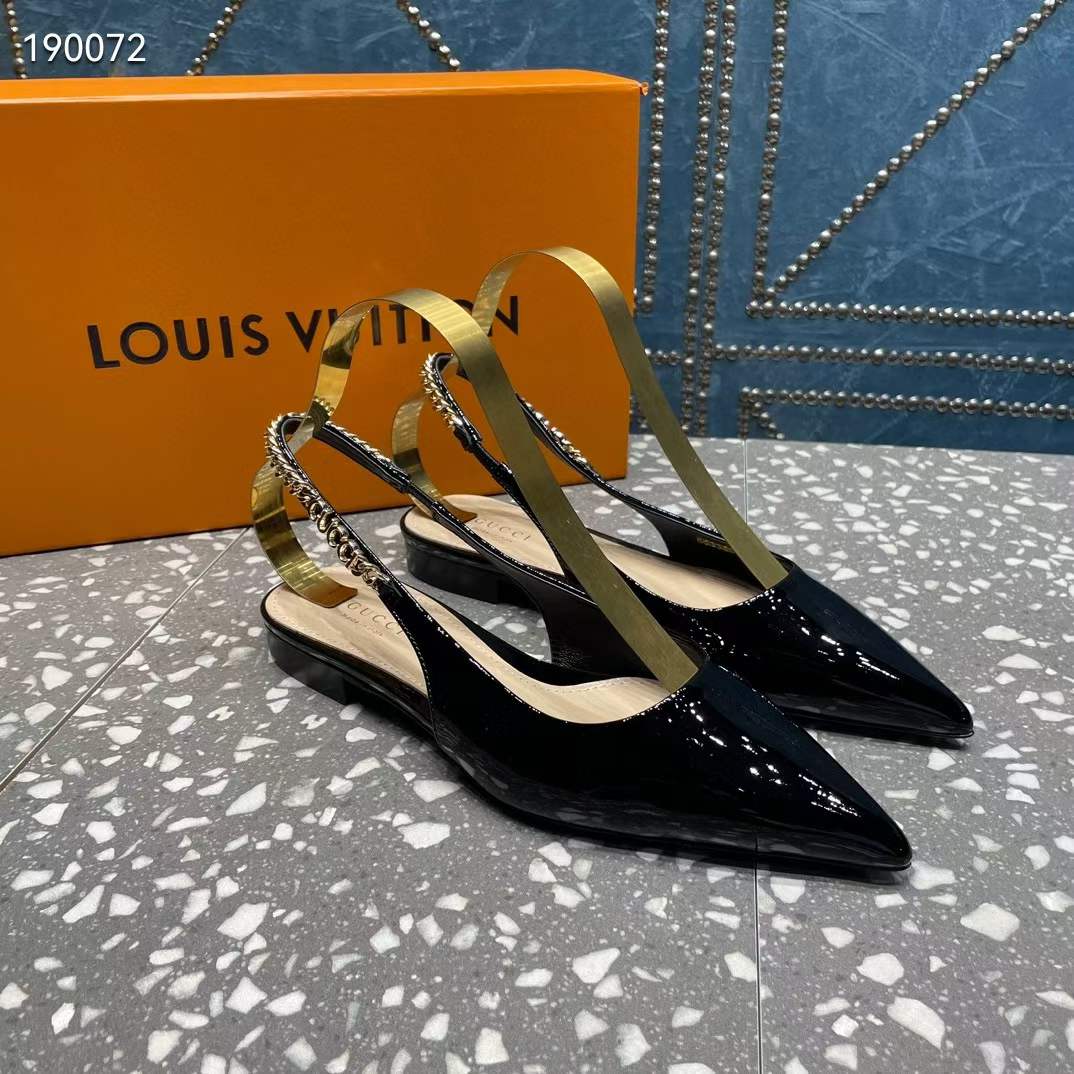 Gucci Women GG Gucci Signoria Ballet Flat Black Patent Leather Pointed Toe
