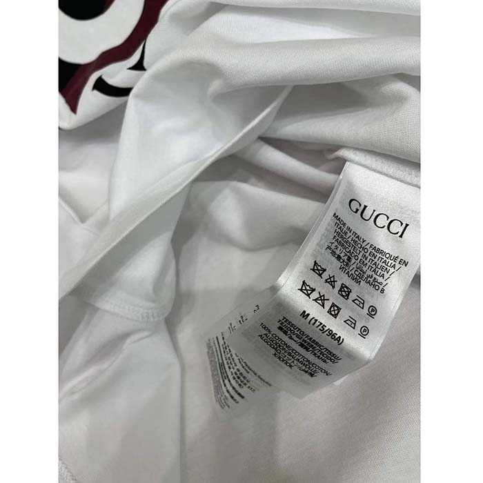 Gucci Men GG Jersey T-Shirt Print White Lightweight Cotton Crewneck Short Sleeves