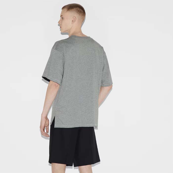 Gucci Men GG Reversible Cotton Jersey T-Shirt Grey Crewneck Short Sleeves