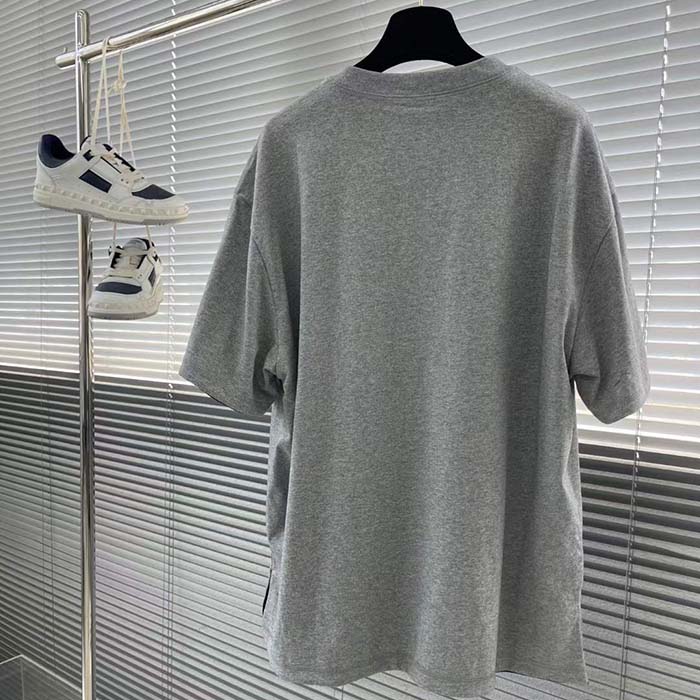 Gucci Women GG Reversible Cotton Jersey T-Shirt Grey Crewneck Short Sleeves