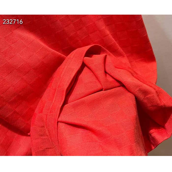 Louis Vuitton Women Cotton Pique T-Shirt Embroidered LV Patch Red Regular Fit 1AFJEC