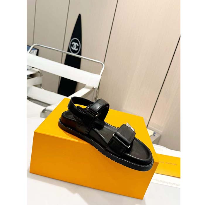 Louis Vuitton LV Sunset Comfort Flat Sandal Black Lamb Leather 1ABW6W