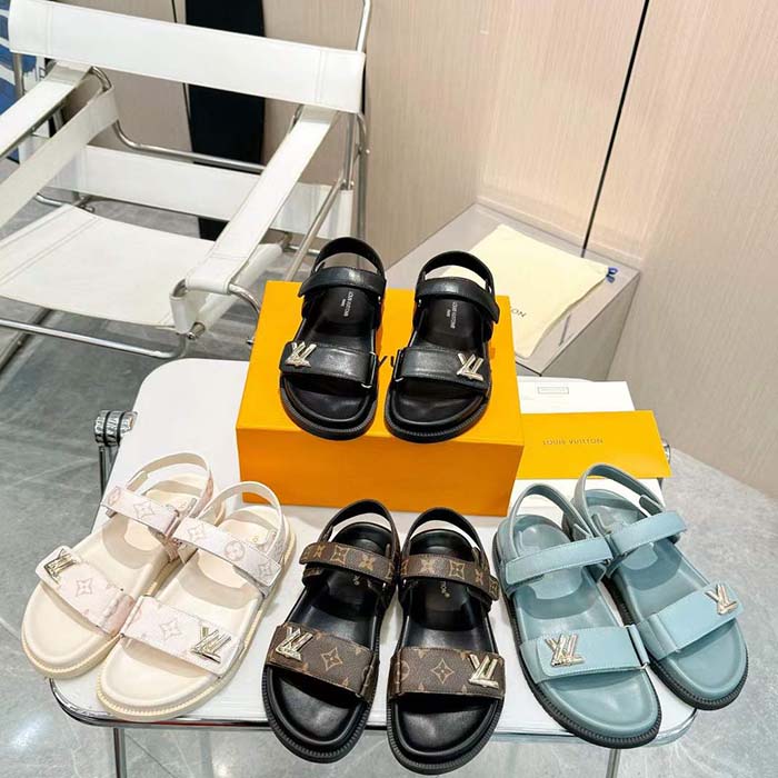 Louis Vuitton LV Sunset Comfort Flat Sandal Black Lamb Leather 1ABW6W
