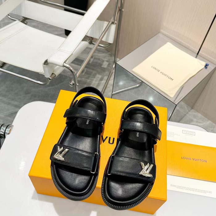 Louis Vuitton LV Sunset Comfort Flat Sandal Black Lamb Leather 1ABW6W