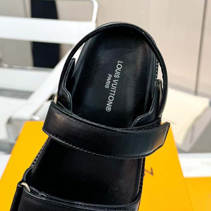 Louis Vuitton LV Sunset Comfort Flat Sandal Black Lamb Leather 1ABW6W