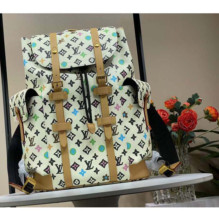 Louis Vuitton LV Unisex Christopher MM Backpack Vanilla Monogram Craggy Coated Canvas M25240