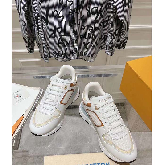 Louis Vuitton LV Unisex Neo Run Away Sneaker Blue Patent Damier Canvas 1ACUGD
