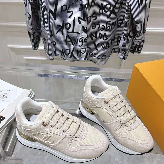 Louis Vuitton LV Unisex Neo Run Away Sneaker Light Beige Monogram Denim 1ACKV4