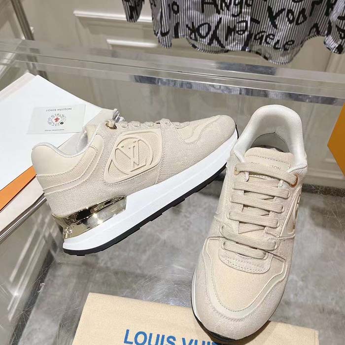 Louis Vuitton LV Unisex Neo Run Away Sneaker Light Beige Monogram Denim 1ACKV4