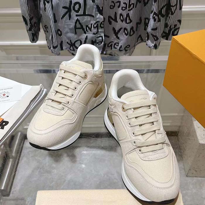 Louis Vuitton LV Unisex Neo Run Away Sneaker Light Beige Monogram Denim 1ACKV4