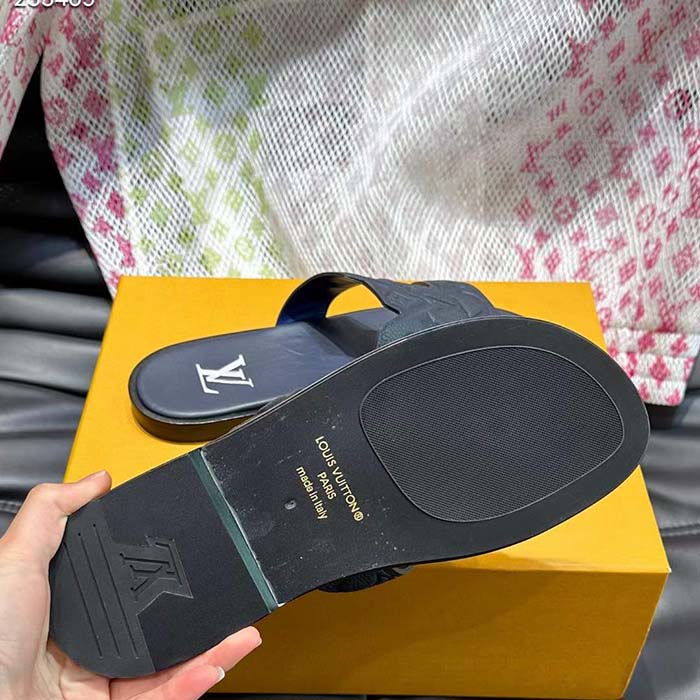 Louis Vuitton LV Unisex Oasis Mule Black Monogram-Embossed Grained Calf Leather 1ACHJ6