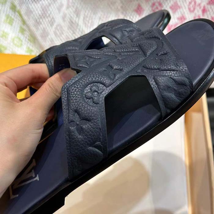 Louis Vuitton LV Unisex Oasis Mule Black Monogram-Embossed Grained Calf Leather 1ACHJ6