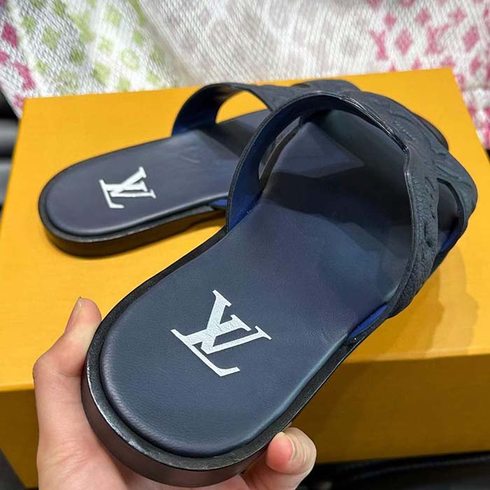 Louis Vuitton LV Unisex Oasis Mule Black Monogram-Embossed Grained Calf Leather 1ACHJ6