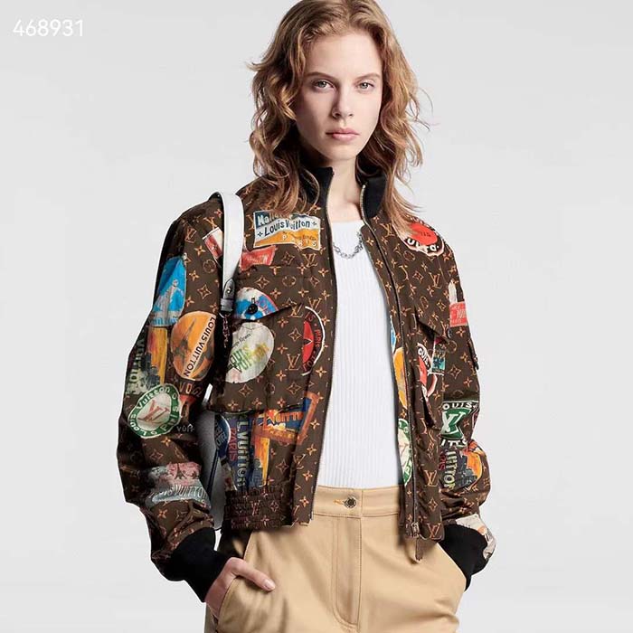 Louis Vuitton LV Women Flight Mode Monogram Jacquard Jacket Polyamide Elastane Multicolor Brown