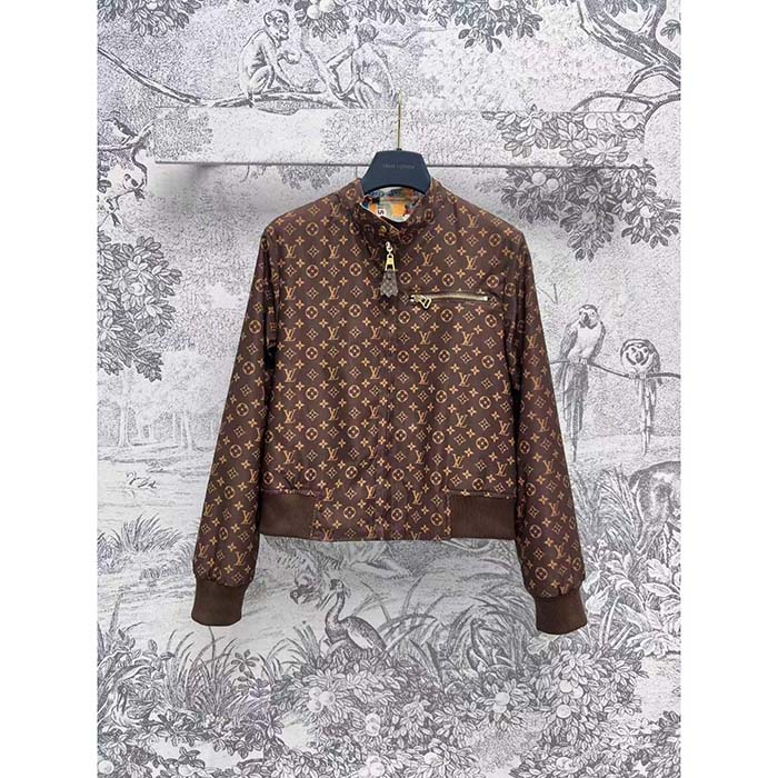 Louis Vuitton LV Women Reversible Elysee Palace Bomber Jacket Brown Double Sided