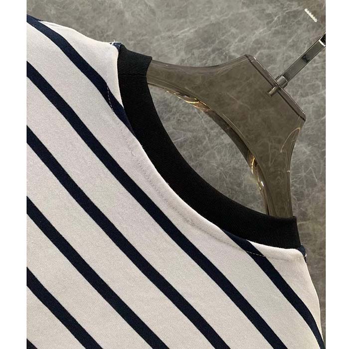 Louis Vuitton LV Men Striped Anchor Crop Top Cotton Deep Marine 1AFMTJ