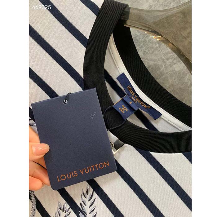 Louis Vuitton LV Men Striped Anchor Crop Top Cotton Deep Marine 1AFMTJ