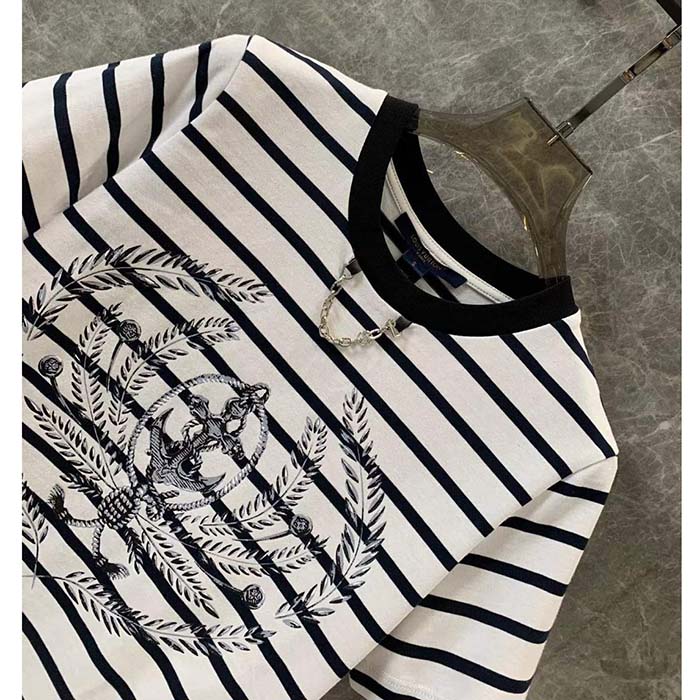 Louis Vuitton LV Men Striped Anchor Crop Top Cotton Deep Marine 1AFMTJ