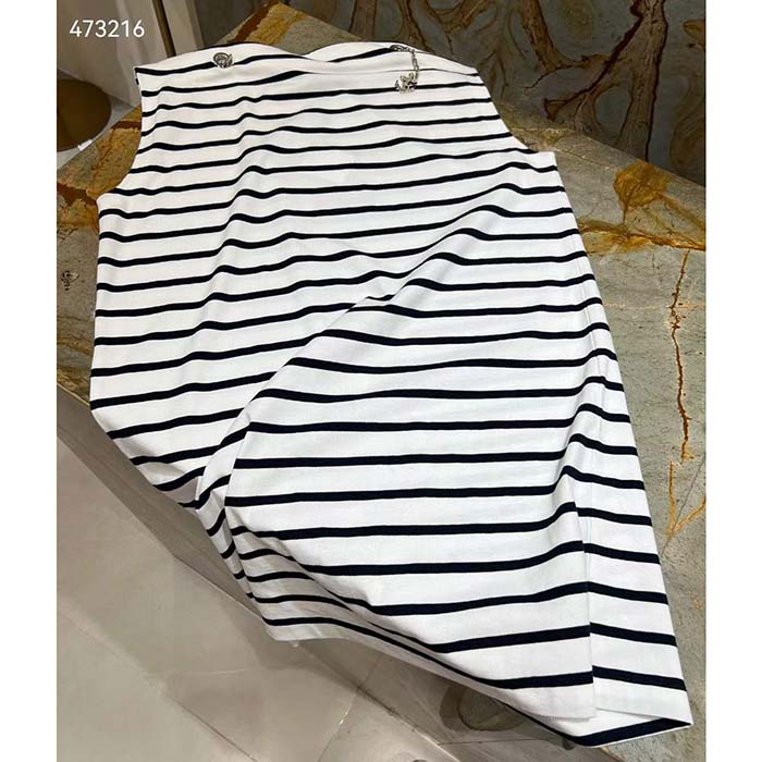 Louis Vuitton LV Women Striped Anchor T-Shirt Dress Cotton Deep Blue 1AFLMD