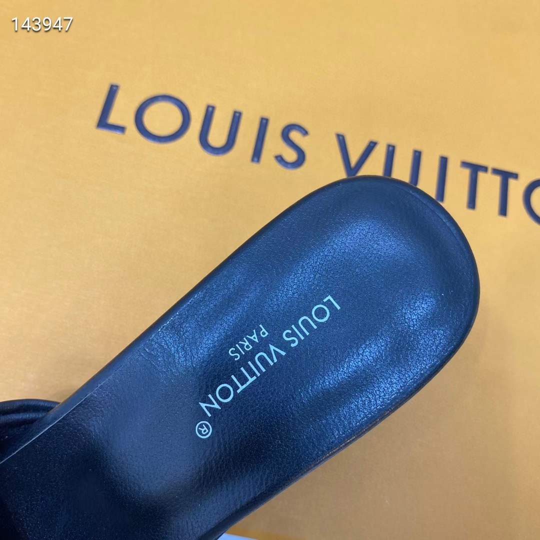 Louis Vuitton Women Capri Mule Black Calf Leather LV Initials 4.5 CM Heel 1ACU2T