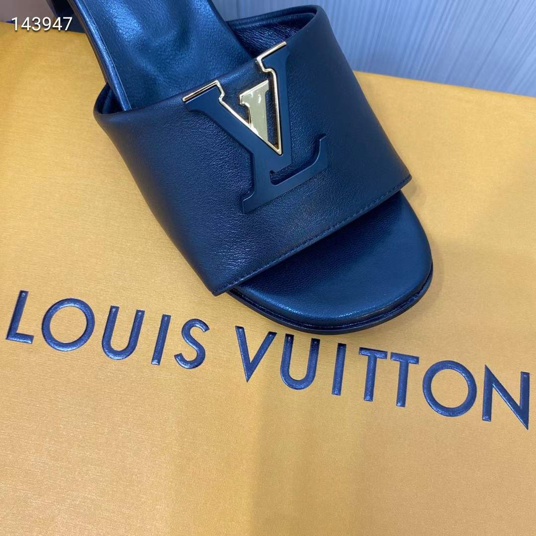 Louis Vuitton Women Capri Mule Black Calf Leather LV Initials 4.5 CM Heel 1ACU2T