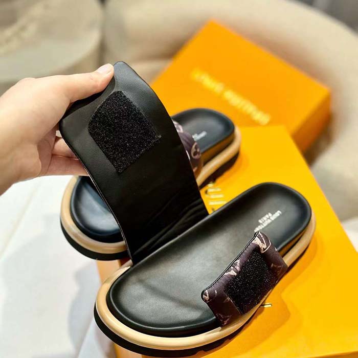 Louis Vuitton Unisex LV Flight Mode Pool Pillow Comfort Mule Cacao Brown Nylon 1ACTDU