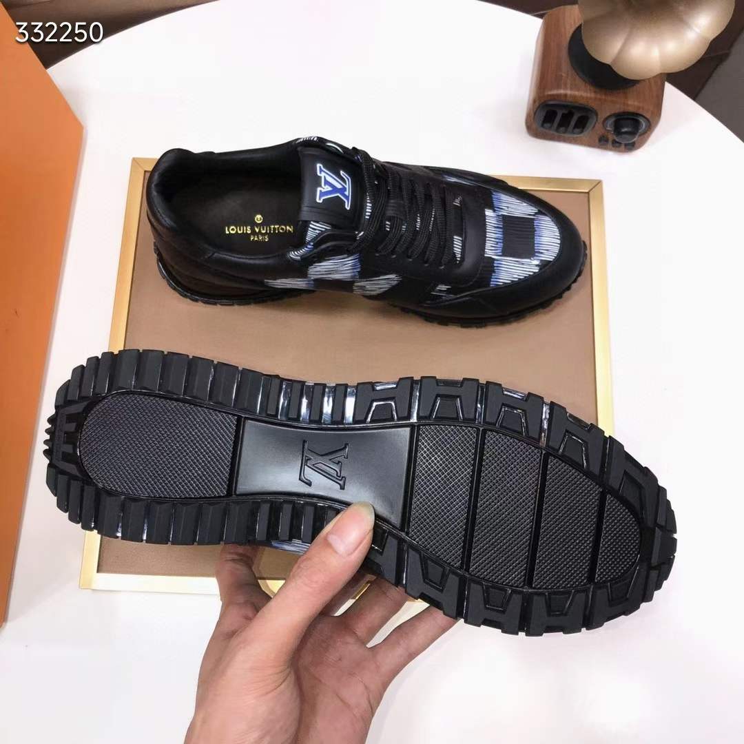 Louis Vuitton Unisex LV Run Away Sneaker Black Damier Calf Leather Rubber 1ACGAL