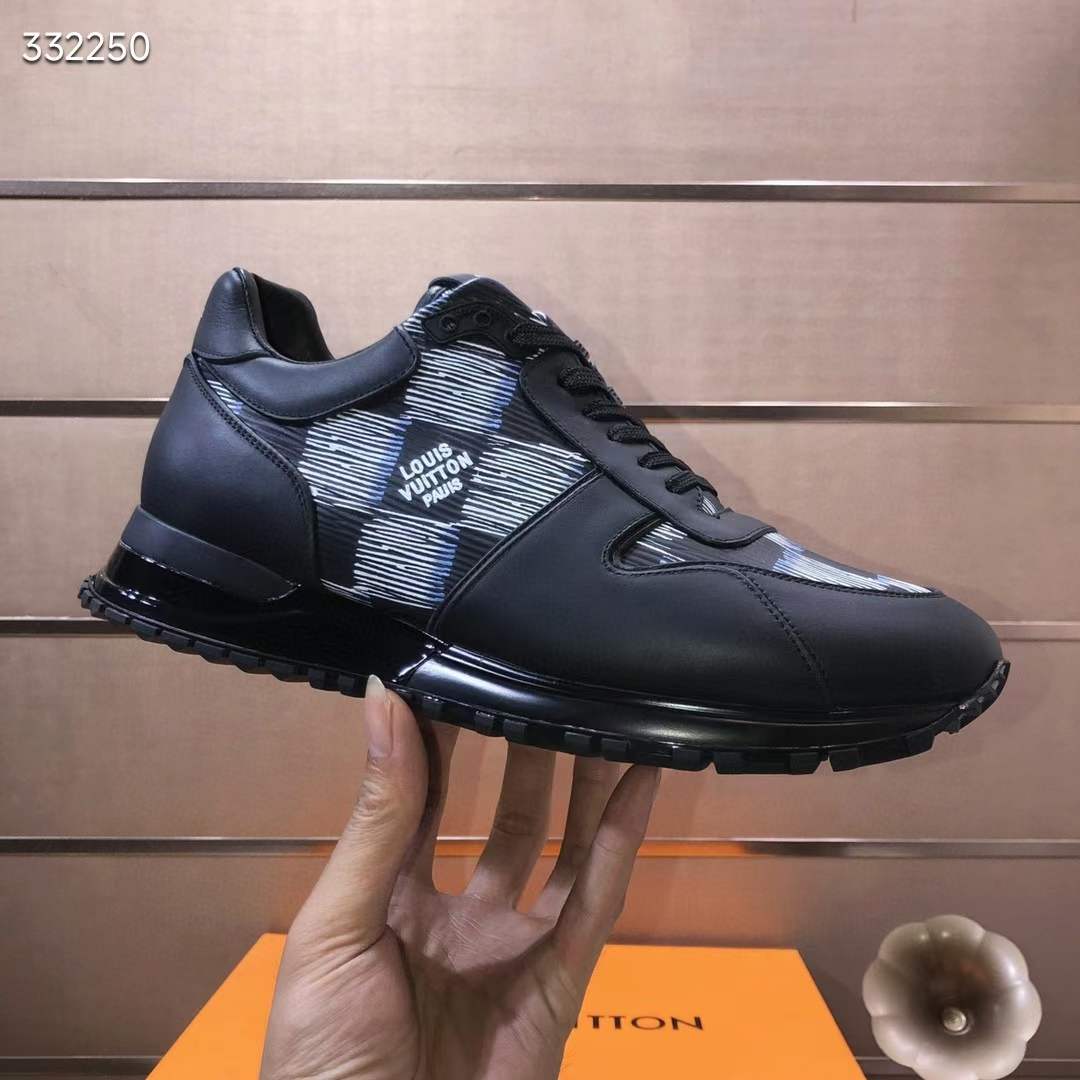 Louis Vuitton Unisex LV Run Away Sneaker Black Damier Calf Leather Rubber 1ACGAL