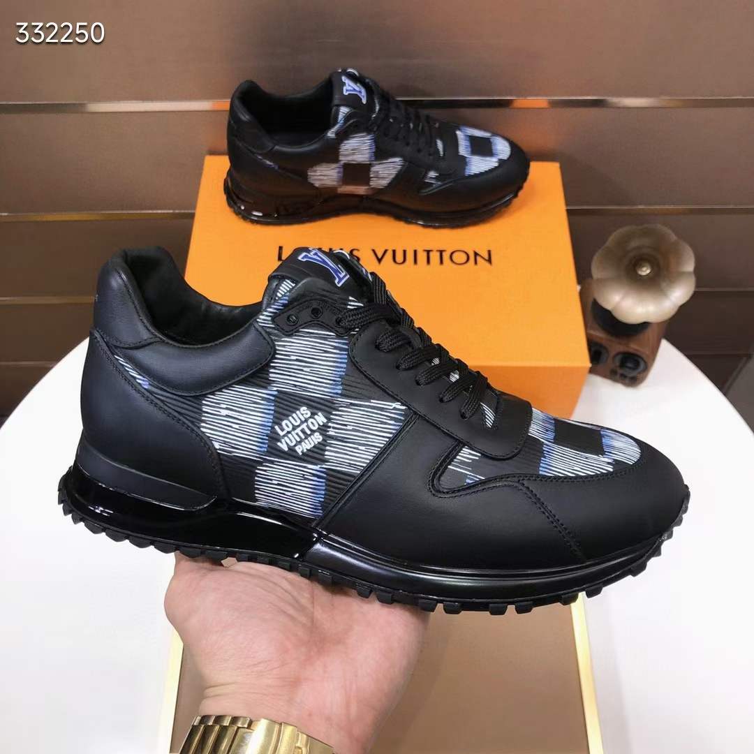 Louis Vuitton Unisex LV Run Away Sneaker Black Damier Calf Leather Rubber 1ACGAL