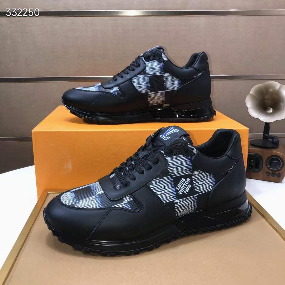 Louis Vuitton Unisex LV Run Away Sneaker Black Damier Calf Leather Rubber 1ACGAL