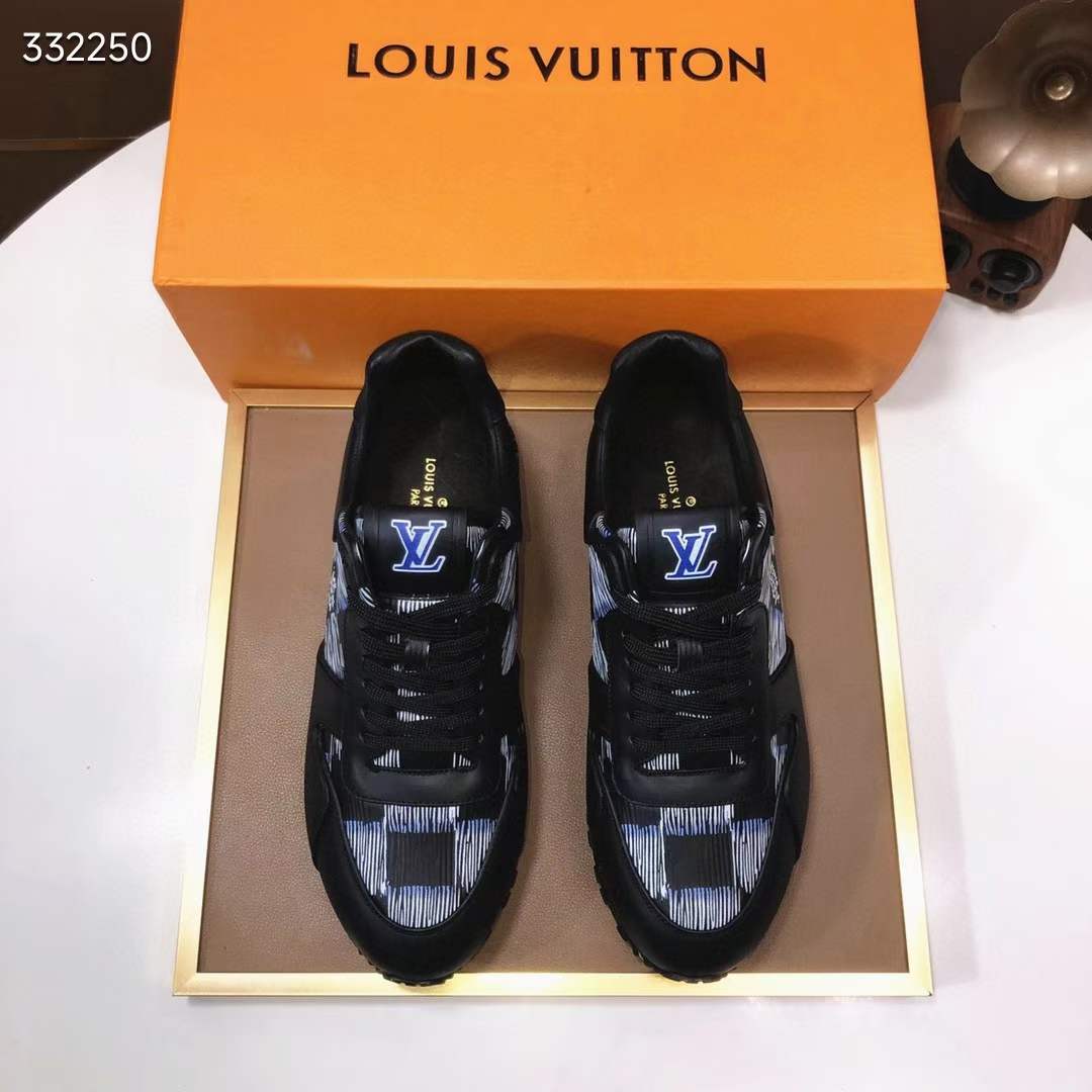 Louis Vuitton Unisex LV Run Away Sneaker Black Damier Calf Leather Rubber 1ACGAL