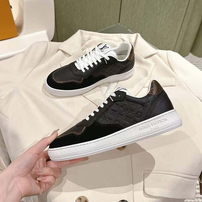 Louis Vuitton Unisex LV Stadium Sneaker Black Monogram-Debossed Calf Leather 1ACUJ3