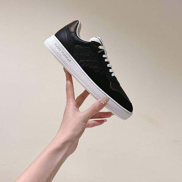 Louis Vuitton Unisex LV Stadium Sneaker Black Monogram-Debossed Calf Leather 1ACUJ3
