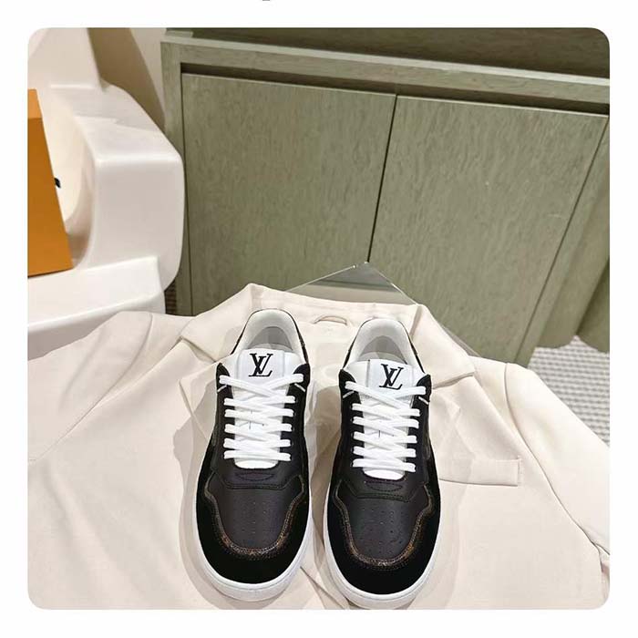 Louis Vuitton Unisex LV Stadium Sneaker Black Monogram-Debossed Calf Leather 1ACUJ3