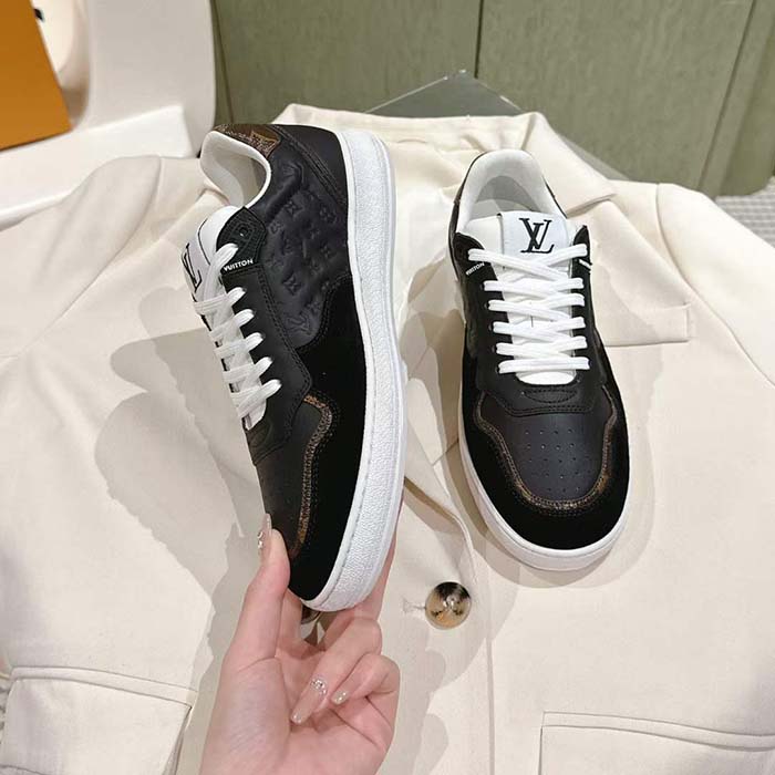 Louis Vuitton Unisex LV Stadium Sneaker Black Monogram-Debossed Calf Leather 1ACUJ3