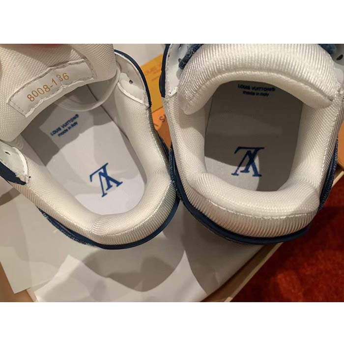 Louis Vuitton Unisex LV Trainer Sneaker Blue Calf Leather Monogram Denim 1AC2AR