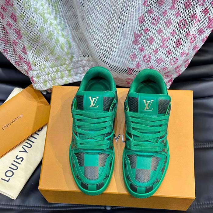 Louis Vuitton Unisex LV Trainer Sneaker Green Damier Calf Leather 1ACN5D