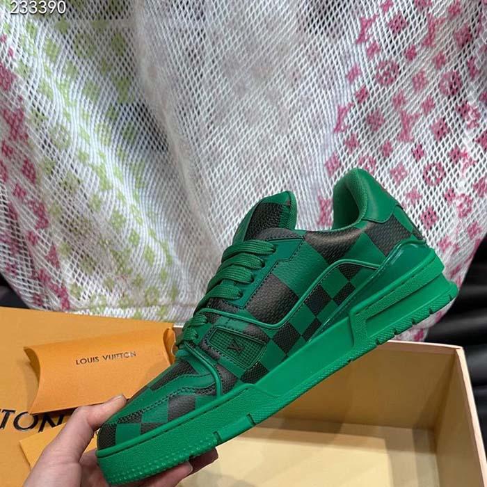 Louis Vuitton Unisex LV Trainer Sneaker Green Damier Calf Leather 1ACN5D