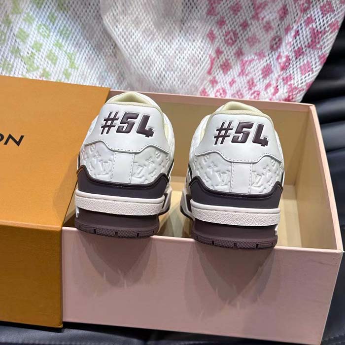 Louis Vuitton Unisex LV Trainer Sneaker White Monogram-Embossed Calf Leather 1ACR5K