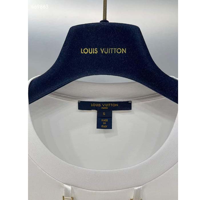 Louis Vuitton Women Flight Mode LV Travel Stamp T-Shirt Cotton White 1AFN04